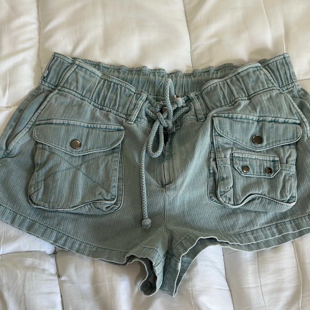 Free People light blue Cargo Shorts with Drawstring Waist